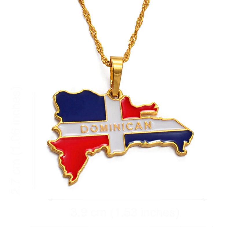 The Dominican Republic Flag Map Country Silver Gold Chain Charm Pendant Necklace The Dominican Republic Flag Map Country Silver Gold Chain Charm Pendant Necklace
