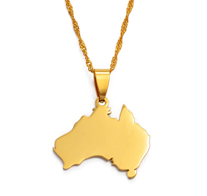 18K Goldplated Australia Map Necklace / Charmed Jewelry Gift Etsy