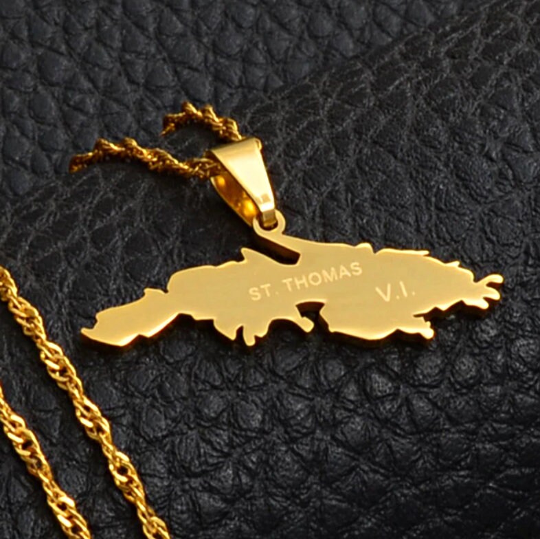 18K Goldplated Saint Thomas V.I. Pendant Necklace / the Etsy