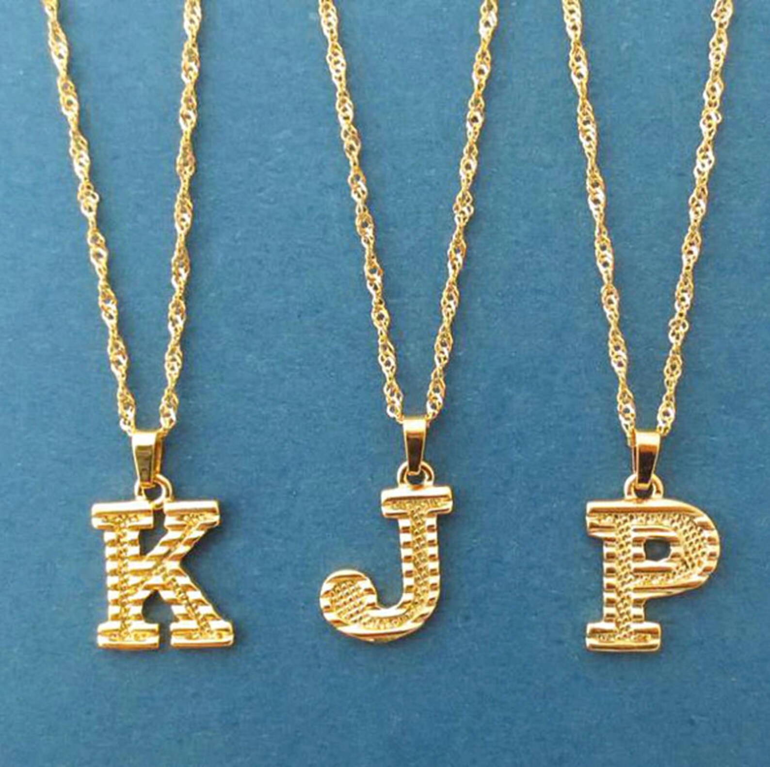 18K Goldplated Alphabet Letters Initial Pendant Necklace / Etsy