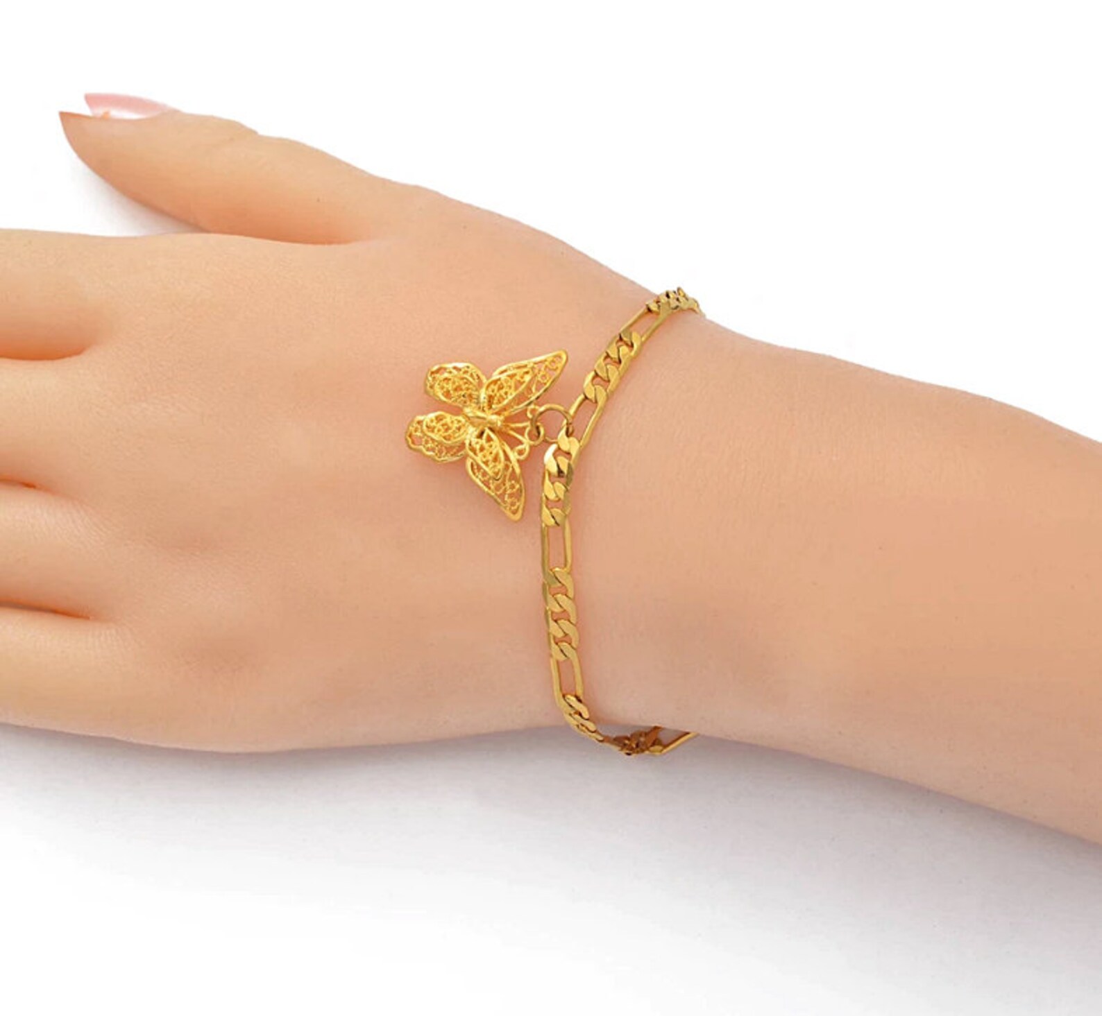 18K Goldplated Butterfly Pendant Ankle Bracelet / Butterfly Etsy UK