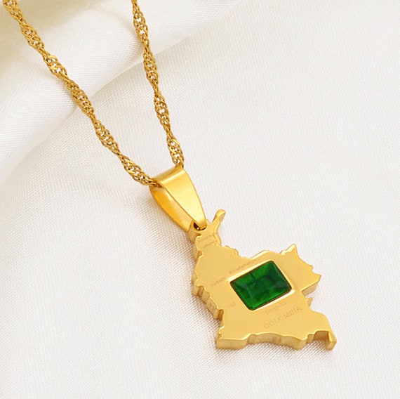 Length: 60cm Thin Chain Davitu Gold Color Map of Columbia Pendant Necklace for Women Men Colombia Maps Chains Jewelry #J0380 Length: 60cm Thin Chain Davitu Gold Color Map of Columbia Pendant Necklace for Women Men Colombia Maps Chains Jewelry #J0380
