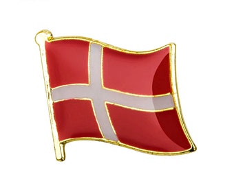 Denmark Flag Lapel Pin Badge Solid Silver 925 Denmark Flag Lapel Pin Badge Solid Silver 925