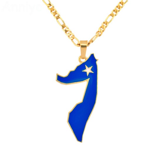 SWAOOS Somalia Map Flag Pendant Necklace Gold Color Map Chain Jewelry SWAOOS Somalia Map Flag Pendant Necklace Gold Color Map Chain Jewelry
