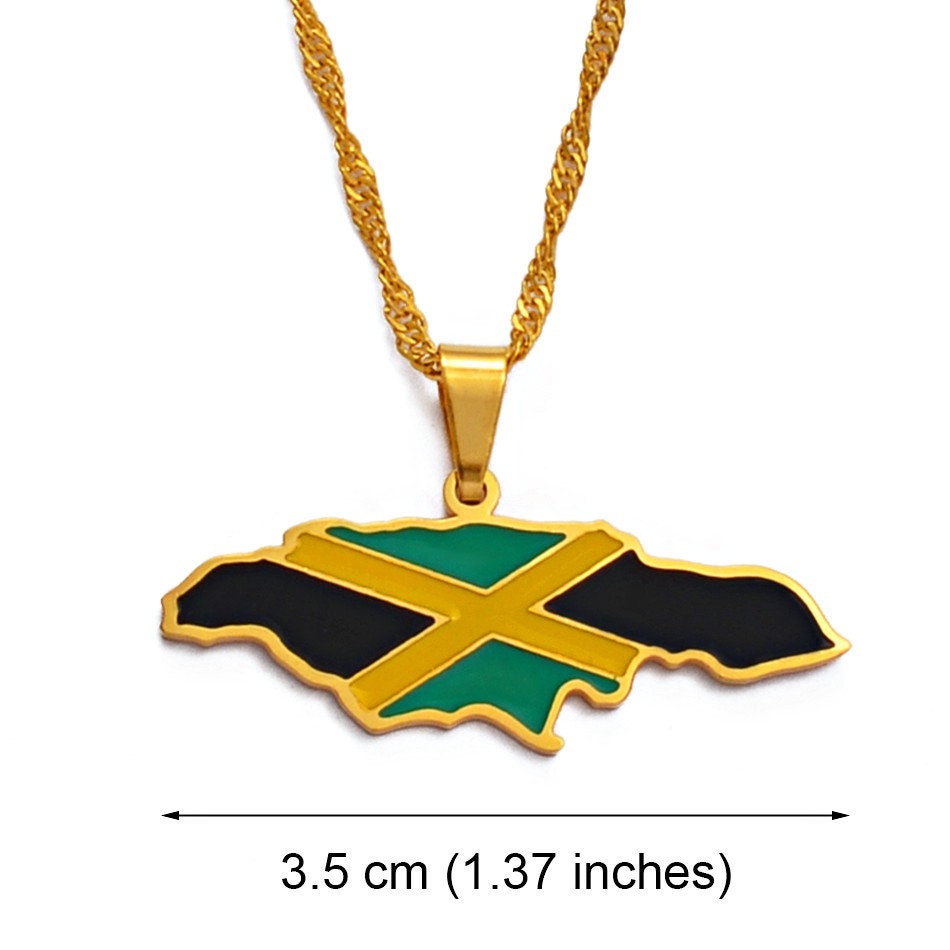 18K Goldplated Jamaica Flag Necklace / Charmed Jewelry Gift / Etsy