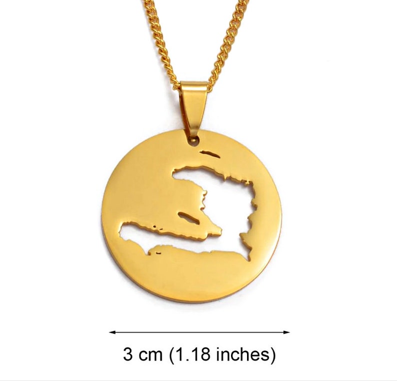 18K Goldplated Haiti Map Pendant Necklace / Haiti Charmed Etsy