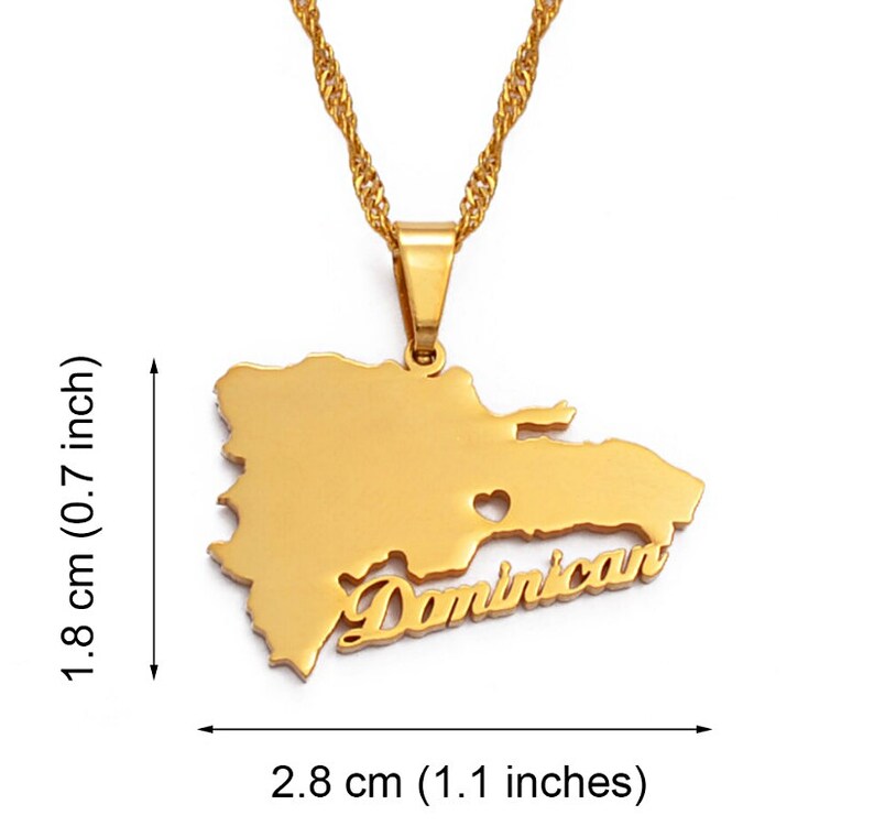 18K Goldplated Dominican Republic Map Flag Necklace / Charmed Etsy