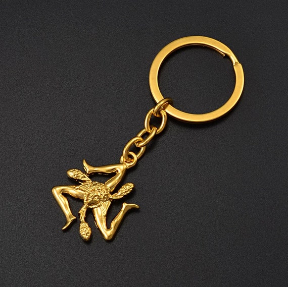 Italian Flag With Sicilian Trinacria Key Chain Italian Flag With Sicilian Trinacria Key Chain