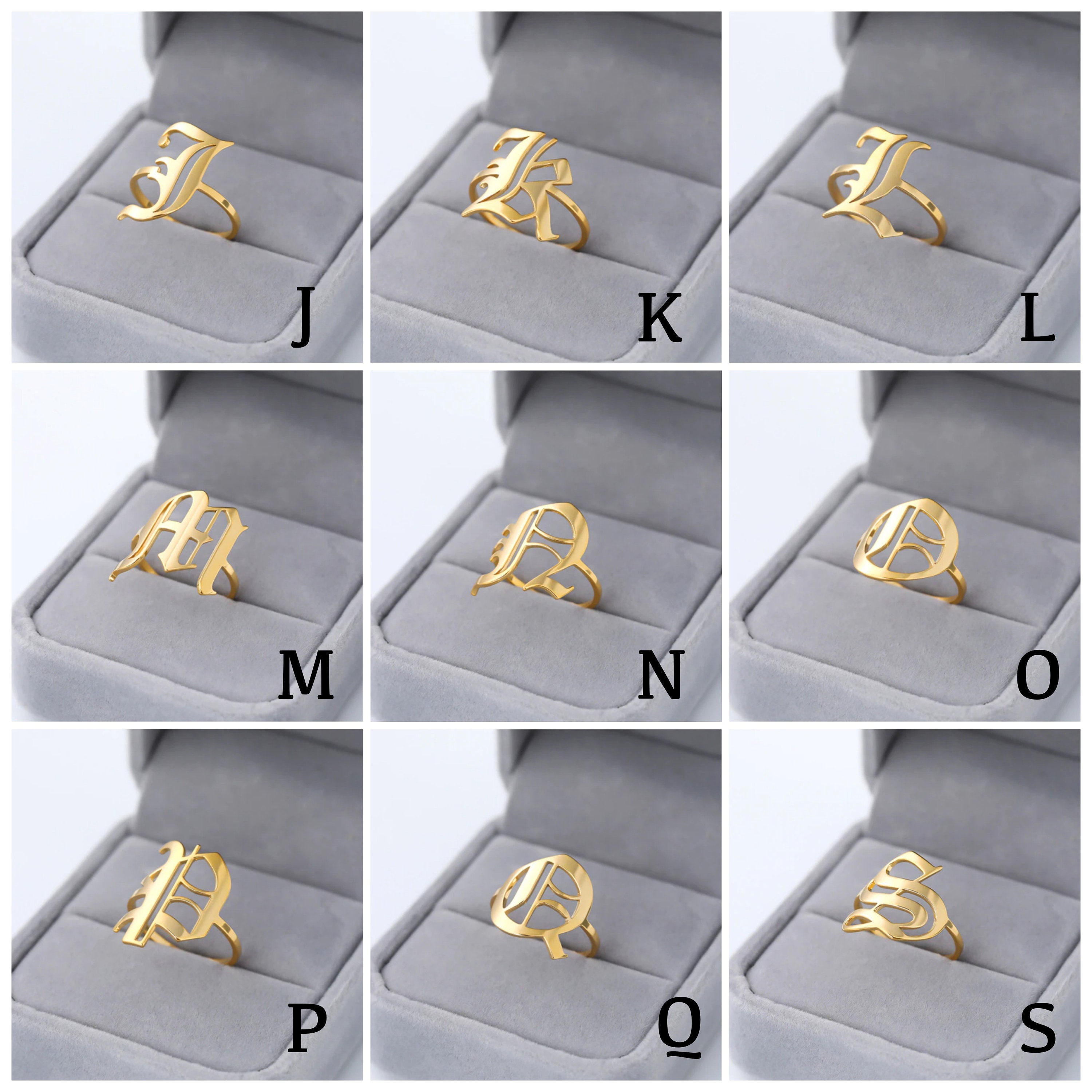 18K Goldplated Initial Rings / Alphabet Letters Rings / Etsy UK