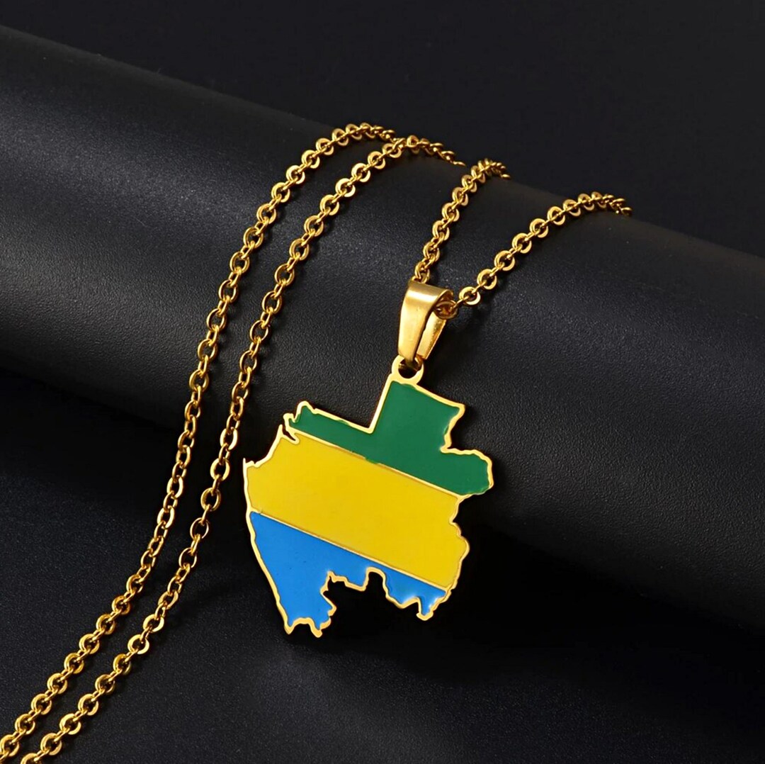 18K Gold-plated Gabon Map Necklace / Charmed Jewelry Gift / - Etsy