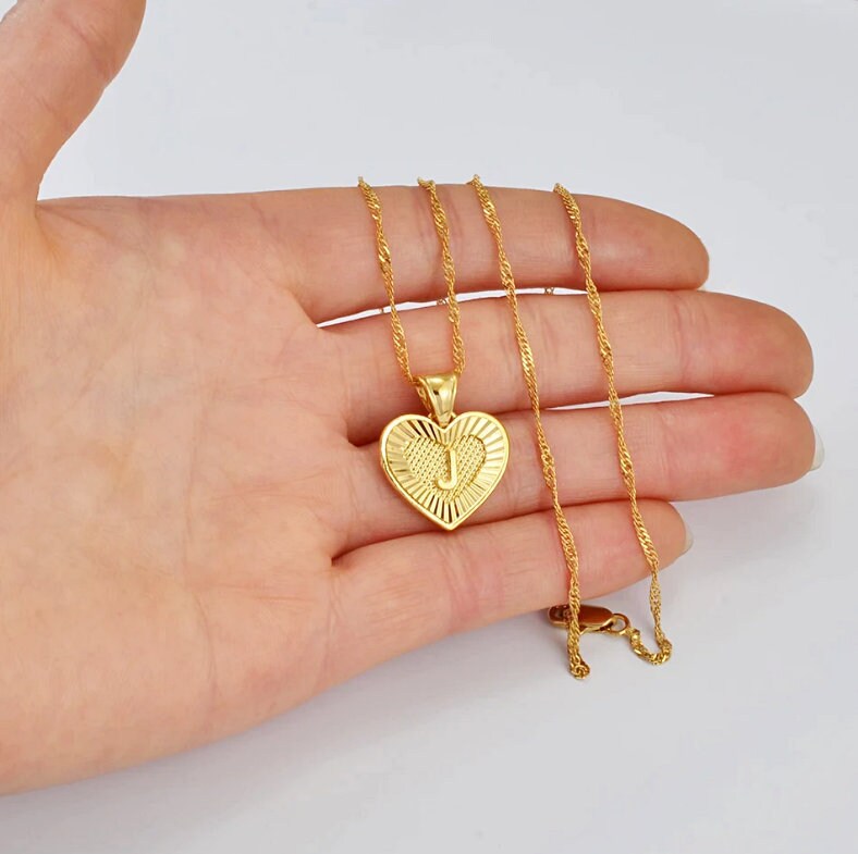 18K Gold-plated Heart Initials Pendant 