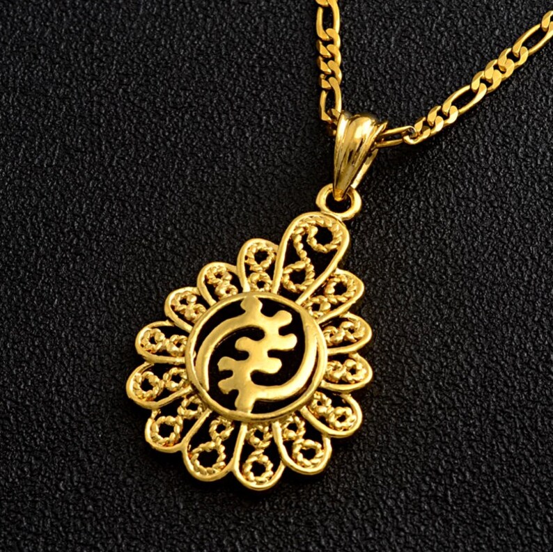 18K Gold-plated Gye Nyame Adinkra Symbol Pendant Necklace / - Etsy UK