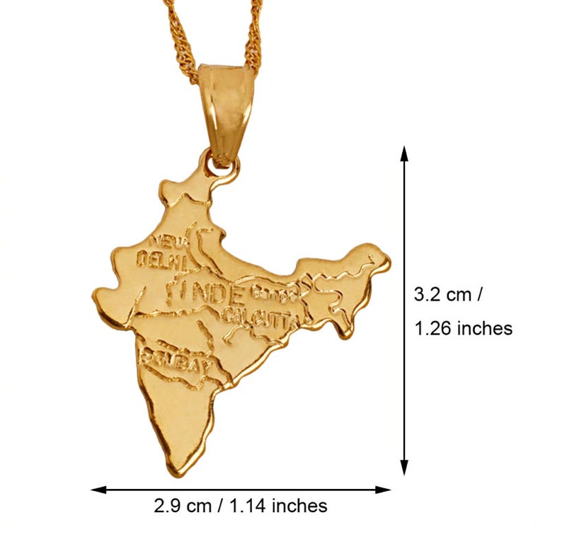 18K gold-plated India map necklace charmed jewelry gift India flag gold necklace for Men and Women