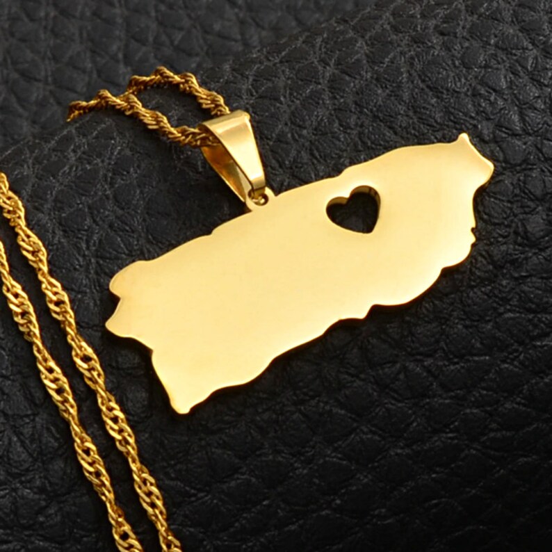 18K Goldplated Puerto Rico Map Necklace / Charmed Jewelry Etsy