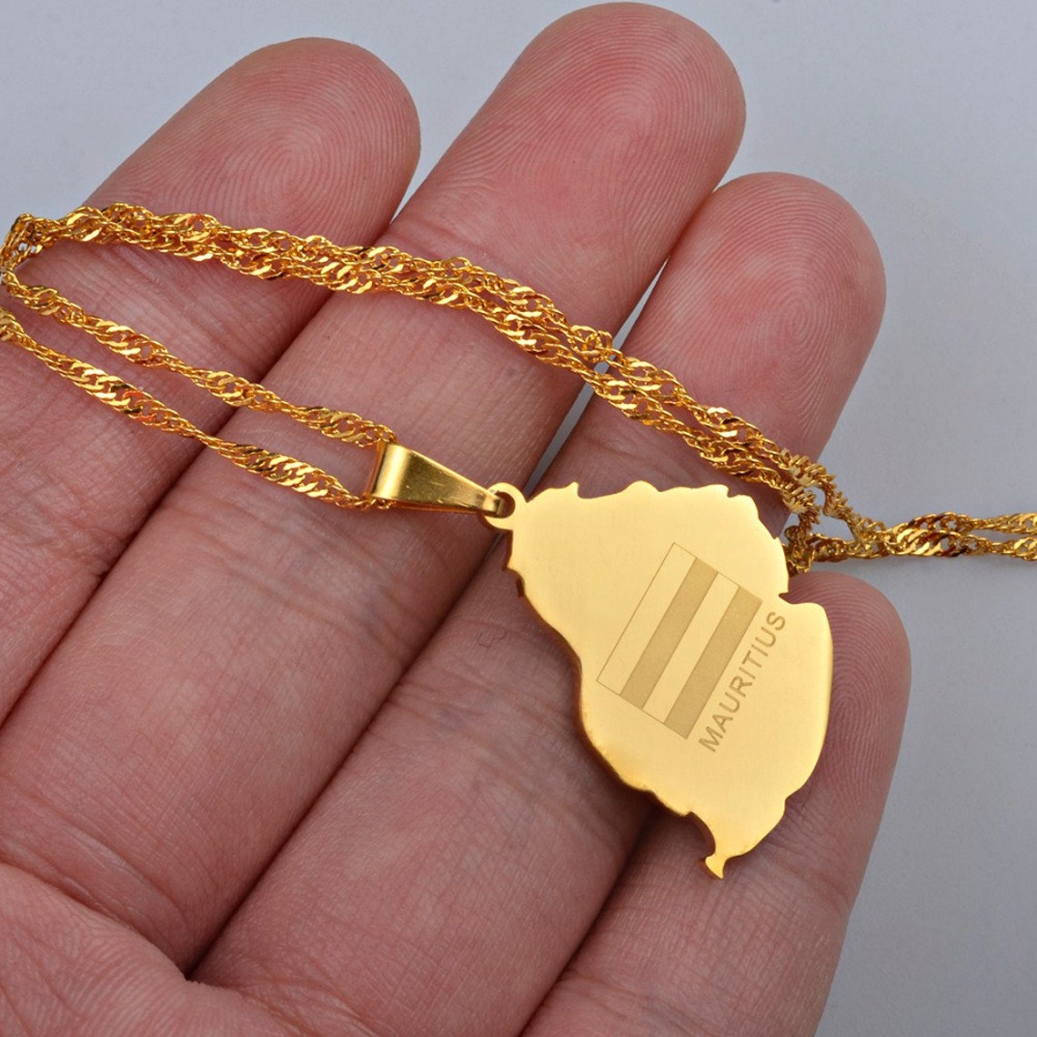 18K Goldplated Mauritius Map Necklace / Charmed Jewelry Gift Etsy