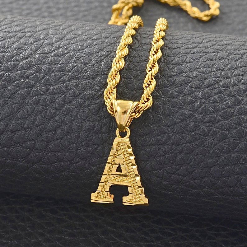 18K Ct Lady’s Gold Filled Box Chain Necklace With Initial Letter B Alphabet
