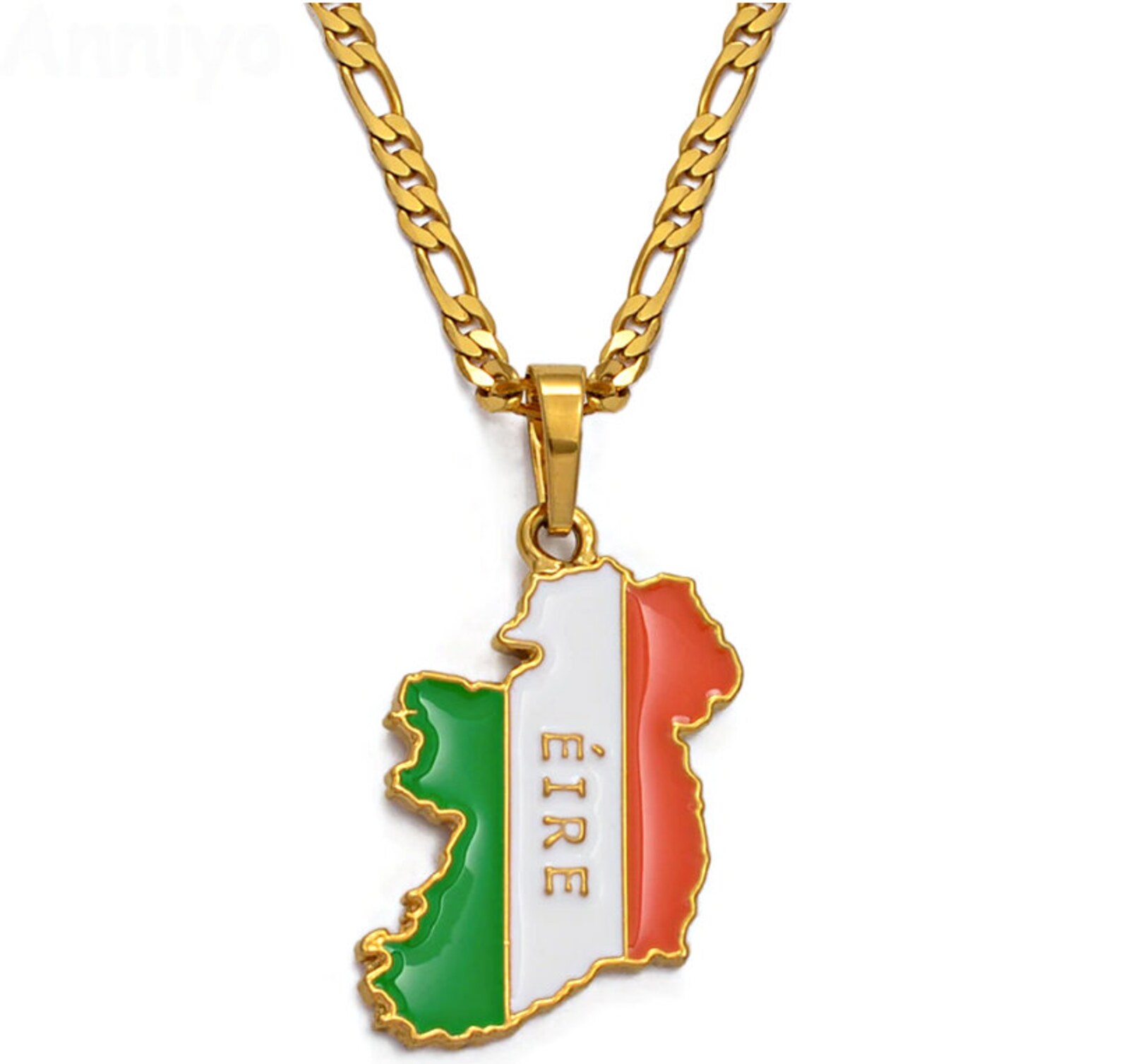 18K Goldplated Ireland Flag Necklace / Charmed Jewelry Gift / Etsy