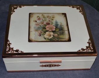 Rose Gold Jewelry Box - Keepsake Box - Cigar Box