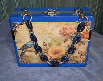 Bluebird Cigar Box Purse - Blue Handbag
