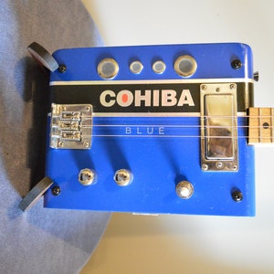 COHIBA (Blue) Cigar Box Guitar - Right Handed CBG