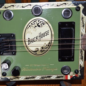 BRICK HOUSE Green Cigar Box Guitar - Right Handed Guitar