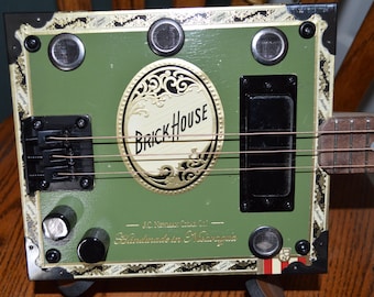 BRICK HOUSE Green Cigar Box Guitar - Right Handed Guitar