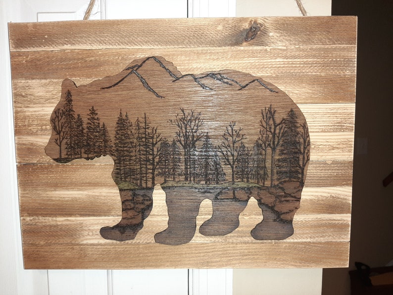 Bear Forest Woodburning Etsy
