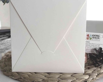 White Envelope - 16x16 Cm - Luxury Paper - Triangle Flap Envelope - Free Express Shipping