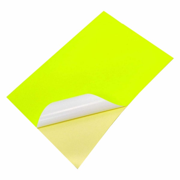 Fluoreszierende gelbe Neon A4 Aufkleber 100 Blatt - selbstklebend