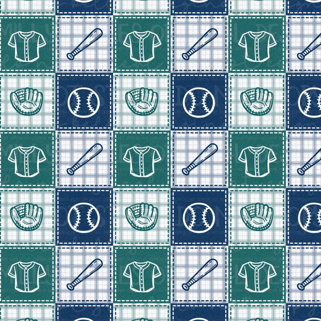 Seattle Baseball Colors Plaid Seamless **this is a Digital Seamless ...