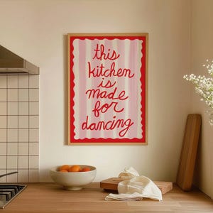 Esta cocina está hecha para bailar. Lámina decorativa de estilo retro para la pared de la cocina.