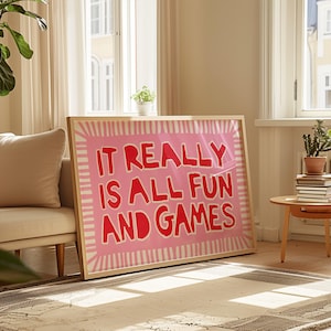 Pink Bold Typography Print, Fun Quote Wall Art Poster image 1