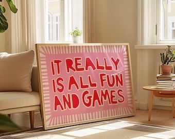 Póster con tipografía llamativa en rosa, divertido póster decorativo de pared con cita.