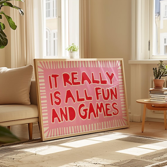 Pink Typography Art Print – Playroom Decor, Dorm Room Art