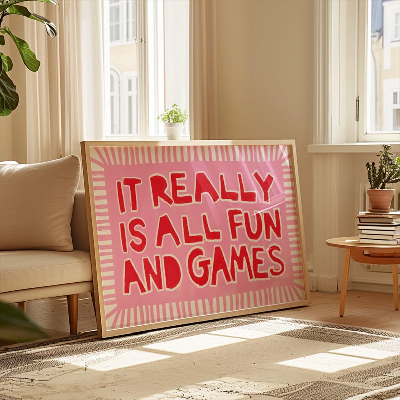Pink Bold Typography Print, Fun Quote Wall Art Poster image 1