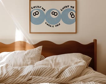 Lucky 8 Ball Art Print: Vintage Billiards Decor (Digital Download)