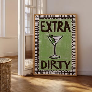 Extra vies – digitale print, handgetekende martinikunst, retro barwagendecor, instant download