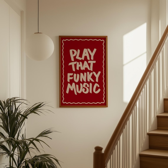 Play That Funky Music Print, Bold Red Wall Art