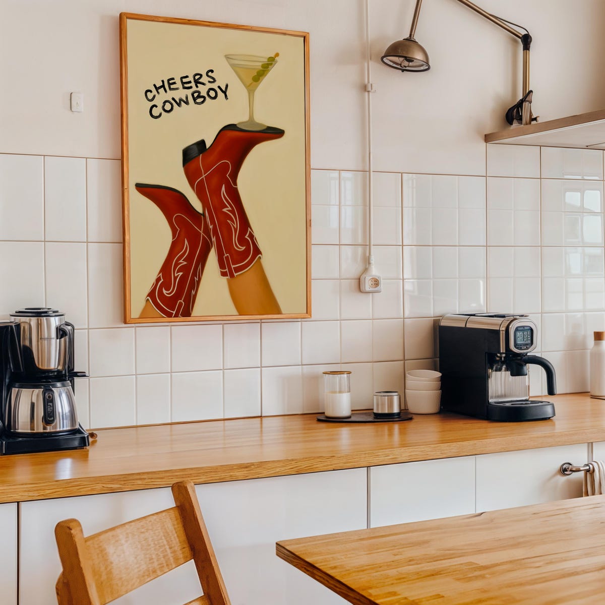 Cheers Cowboy Print – Western Martini Wall Art, Cowgirl Bar Cart Decor, Fun Retro Kitchen Poster, Playful Country Cocktail Digital Download - Etsy