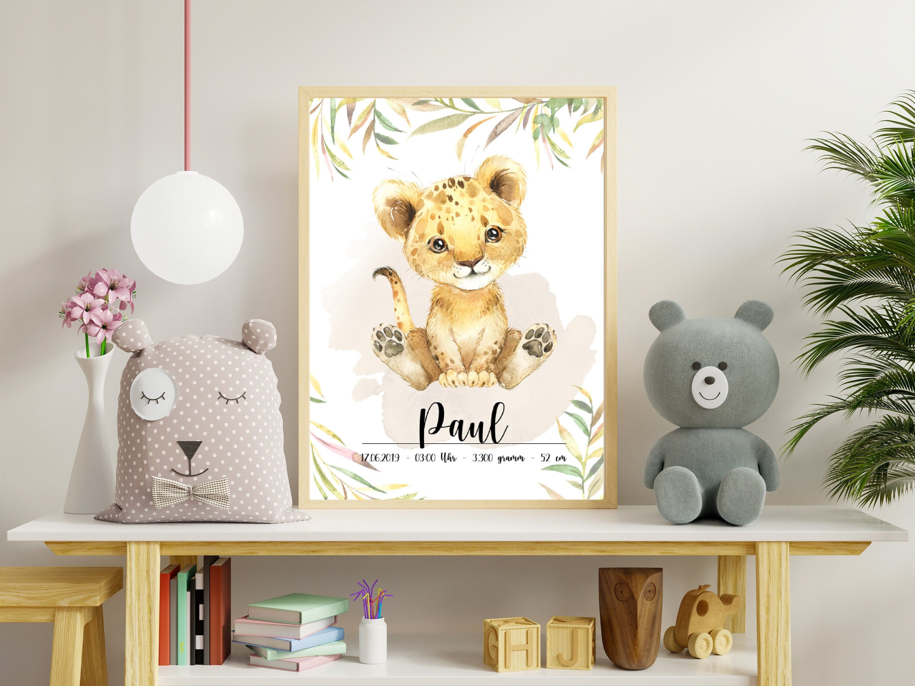 Personalisiertes Geburtsbild A4 – Mit Namen, Datum, Uhrzeit & Gewicht, Individueller Kunstdruck Als Baby-Geschenk, Junge Oder Mädchen