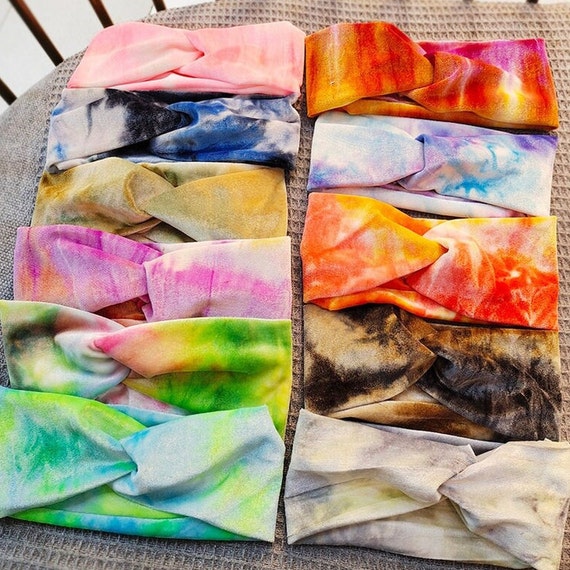 TIE DYE Velour Twisted Headbands, Unique, Great Colors, HANDMADE, Super Soft!!