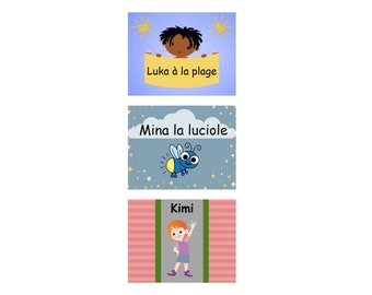 Book including 3 short stories of first readings for children easy to read (4-6 years), learning to read (simple sounds)