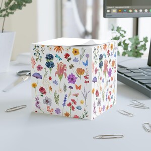Wildflower Pattern Note Cube | Floral Sticky Note Block