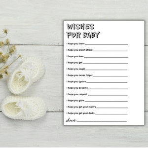 Modèle de souhaits pour un bébé | Jeu de souhaits pour baby shower, à imprimer | Carte de vœux pour bébé de Zazzle.be Liste d'envies Vous avez des idées ? Conseils bébé Téléchargement instantané