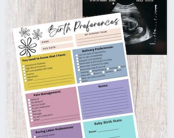 Plan de naissance/Préférences de naissance/Modèle de plan de naissance/Plan de naissance de l'hôpital/Doula/liste de contrôle du plan de naissance/bohème minimaliste, grossesse numérique