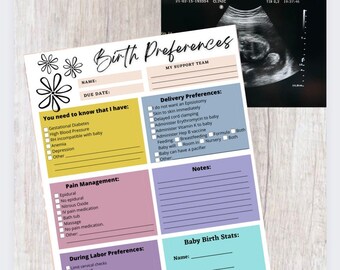 Birth Plan/ Birth Preferences/ Birth Plan Template/ Hospital Birth Plan/ Doula/ birth plan checklist/ minimalist boho, pregnancy digital