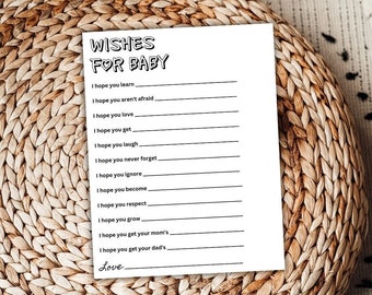 Wishes For Baby Printable | Baby Advice Card, Wishes For Baby Template | Baby Shower Game, Well Wishes Baby Card | Printable Download