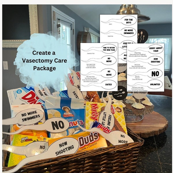 Vasectomy Gift Basket Template, Vasectomy Care Package, Vasectomy Sperm Cut Out Template, Snip Snip Hooray