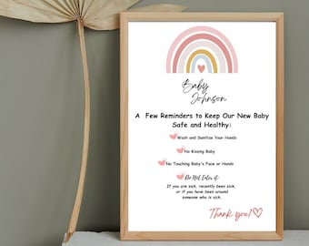 Newborn Visiting Rules (EDITABLE!), Hospital Door Sign, Newborn Visiting Rules Sign, rules for visiting newborn, newborn germ stop