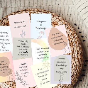 Cartões de afirmação de nascimento, cartões de hipnobirthing, citações positivas de nascimento, afirmações fortalecedoras, cartões de atenção plena, manifestação